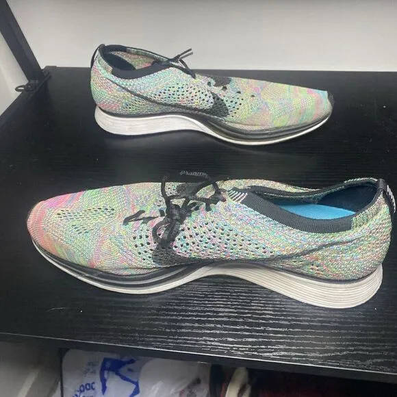 Mens Nike Flyknit Racer Running Shoes Multicolor 526628-304 Size 13