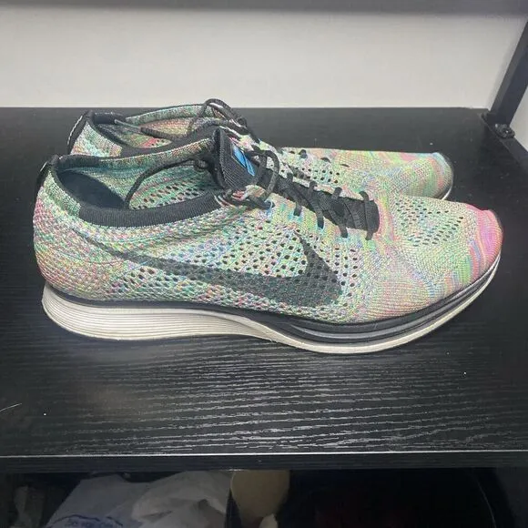 Mens Nike Flyknit Racer Running Shoes Multicolor 526628-304 Size 13