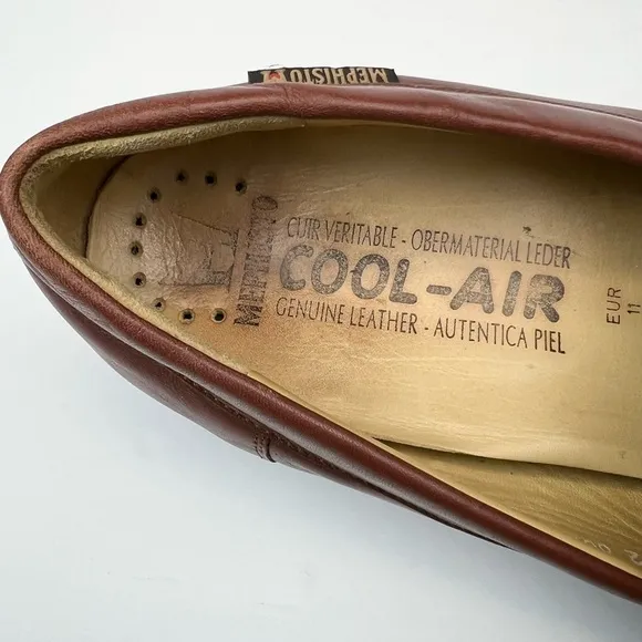 Mephisto Brown Leather Slip-on Men’s Cool- Air Loafers Shoes Size 11.5