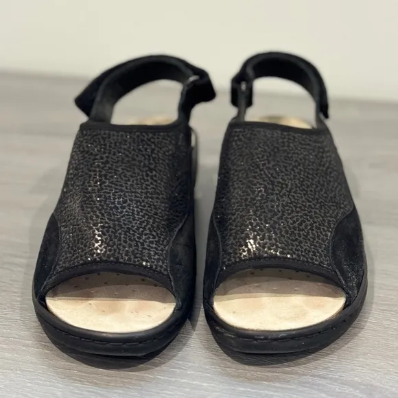 Mephisto Mobils Genuine Leather Gisella Black Sandals (Size 38)