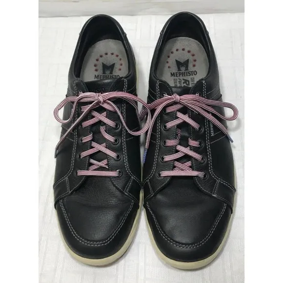 Mephisto Runoff Air Jet System Men's Size 12 Black Leather Lace-Up Sneaker Shoes