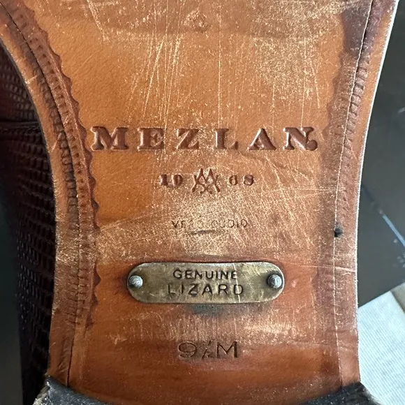 ⭐️⭐️⭐️Mezlan &quot;Athens&quot; Cognac Genuine Lizard Cap Toe Dress Monk Strap Shoes⭐️⭐️⭐️