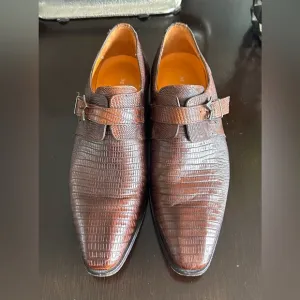 ⭐️⭐️⭐️Mezlan &quot;Athens&quot; Cognac Genuine Lizard Cap Toe Dress Monk Strap Shoes⭐️⭐️⭐️