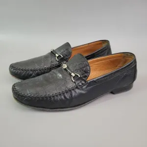 Mezlan Men's Loafers 12 M Black Crocodile Leather Horse Bit Logo Slip On Shoes