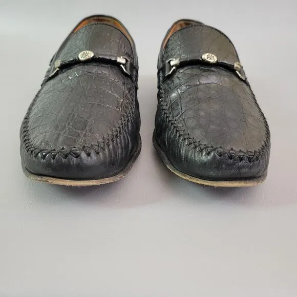 Mezlan Men's Loafers 12 M Black Crocodile Leather Horse Bit Logo Slip On Shoes