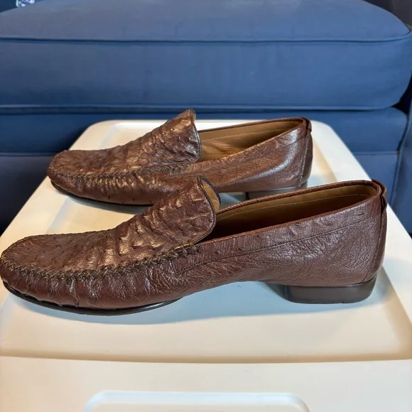 Mezlan Platinum Ostrich Men's Brown Loafers