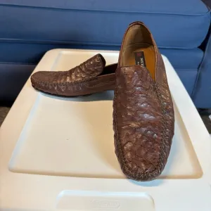 Mezlan Platinum Ostrich Men's Brown Loafers