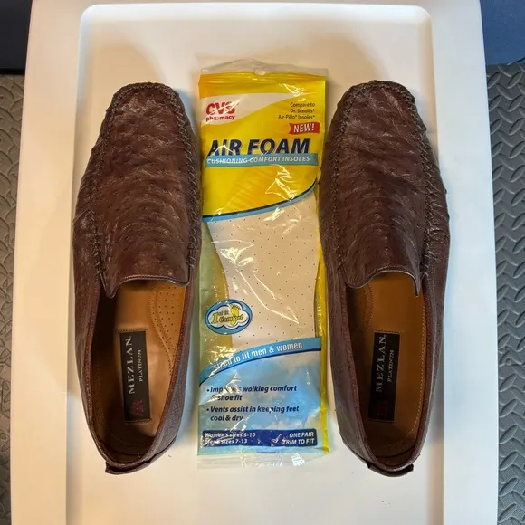 Mezlan Platinum Ostrich Men's Brown Loafers