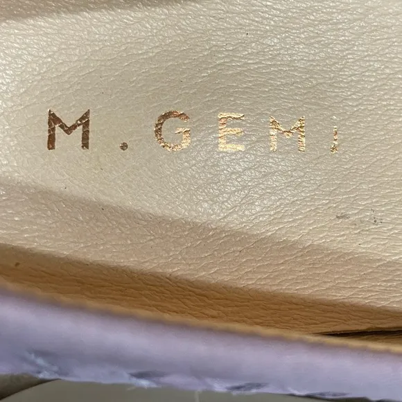 M.GEMI CERCHIO WOVEN LAVENDER LEATHER SLIP ON SHOES SIZE 40