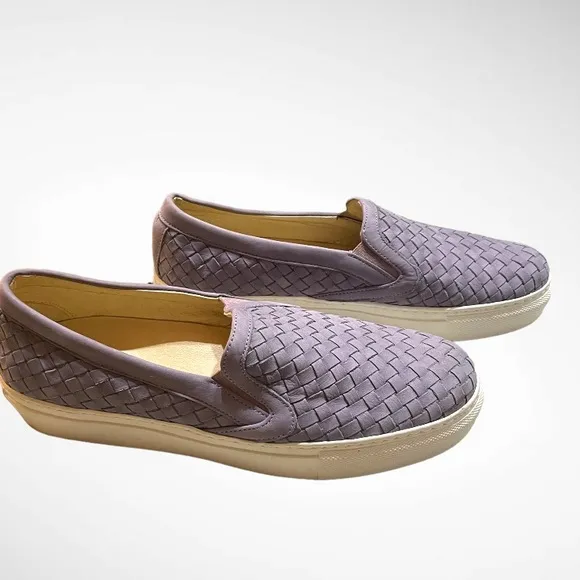 M.GEMI CERCHIO WOVEN LAVENDER LEATHER SLIP ON SHOES SIZE 40