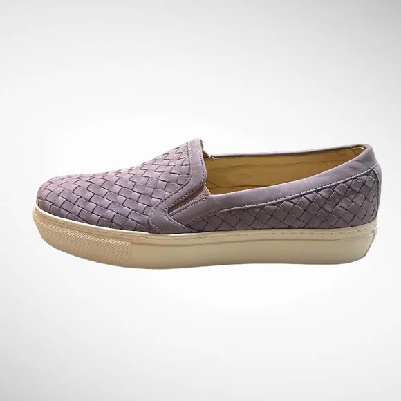 M.GEMI CERCHIO WOVEN LAVENDER LEATHER SLIP ON SHOES SIZE 40
