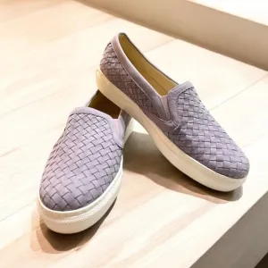 M.GEMI CERCHIO WOVEN LAVENDER LEATHER SLIP ON SHOES SIZE 40