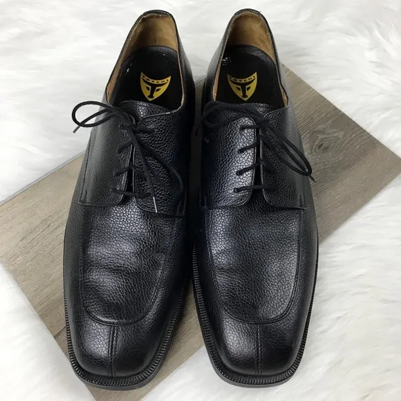 Michael Toschi Calaveras Split Toe Derby Black Pebble Leather Oxford Shoes 13