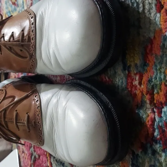 Michael Toschi G1 Saddle Leather Golf Shoes Cigar/White Italy Sz 10