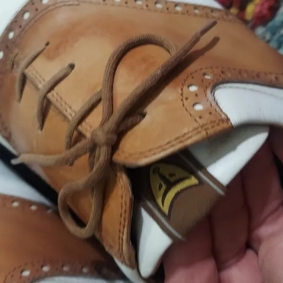 Michael Toschi G1 Saddle Leather Golf Shoes Cigar/White Italy Sz 10
