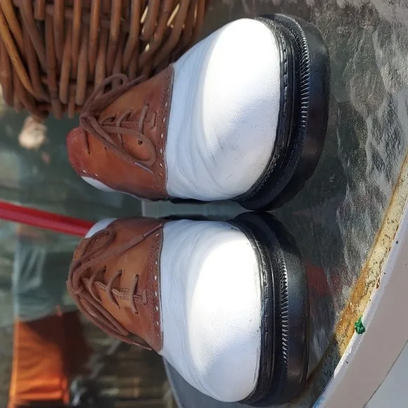 Michael Toschi G1 Saddle Leather Golf Shoes Cigar/White Italy Sz 10