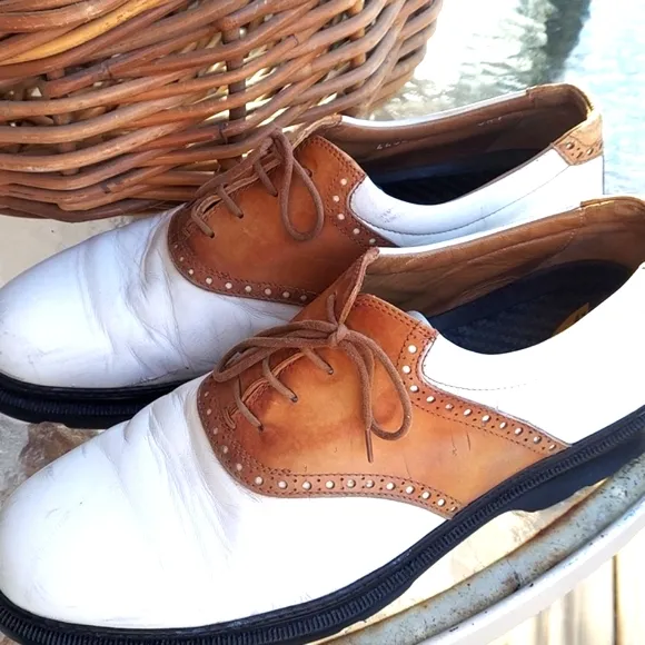 Michael Toschi G1 Saddle Leather Golf Shoes Cigar/White Italy Sz 10