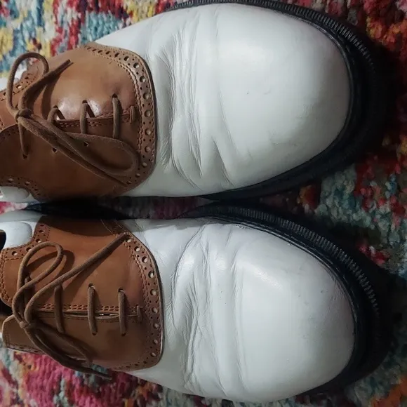 Michael Toschi G1 Saddle Leather Golf Shoes Cigar/White Italy Sz 10