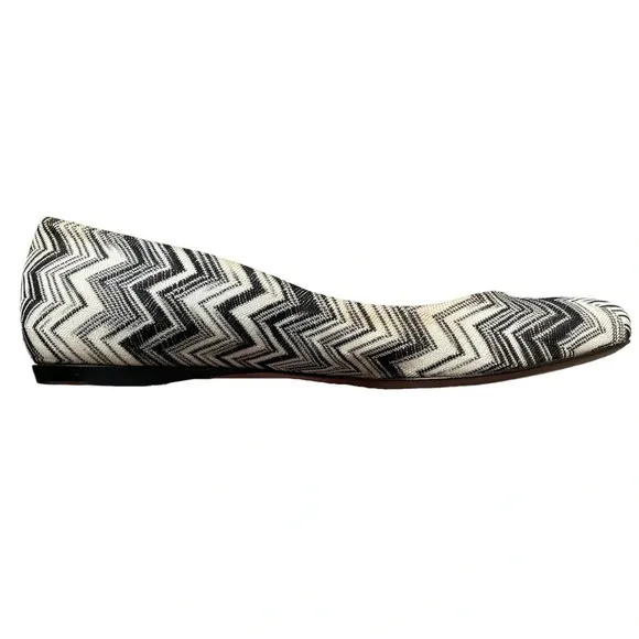 Missoni Chevron Ballet Flats Zig Zag Made In Italy Retail $365 Size 38.5 US 8.5