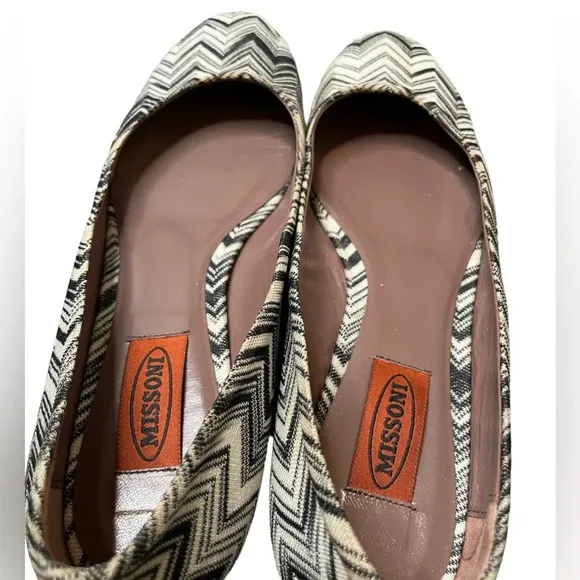 Missoni Chevron Ballet Flats Zig Zag Made In Italy Retail $365 Size 38.5 US 8.5