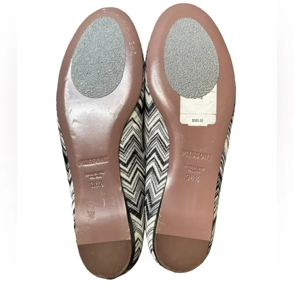 Missoni Chevron Ballet Flats Zig Zag Made In Italy Retail $365 Size 38.5 US 8.5