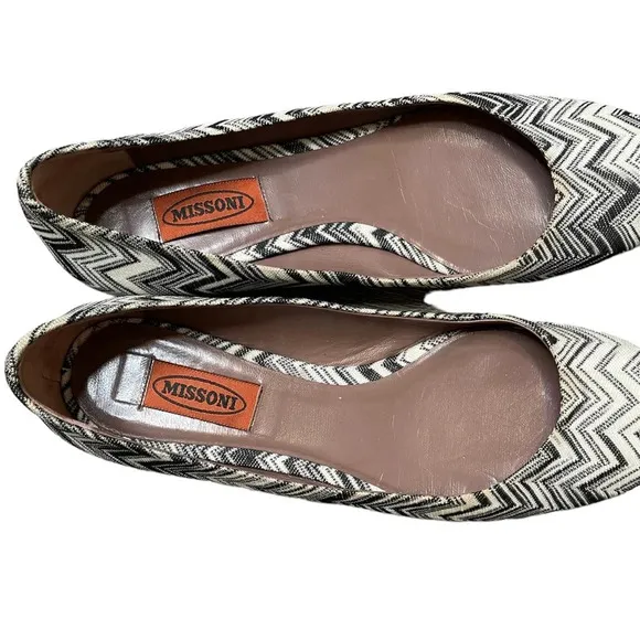 Missoni Chevron Ballet Flats Zig Zag Made In Italy Retail $365 Size 38.5 US 8.5