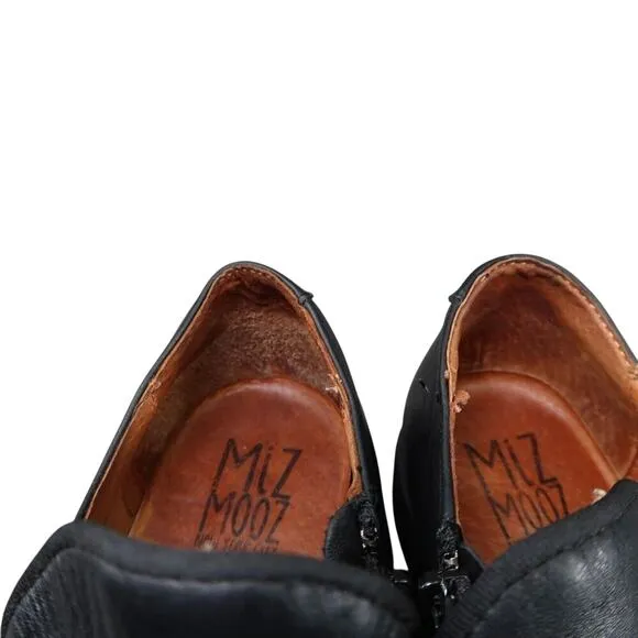 Miz Mooz Shoes Womens 6 Loafer Bootie Slip On Leather Lilith Black Boho Classic