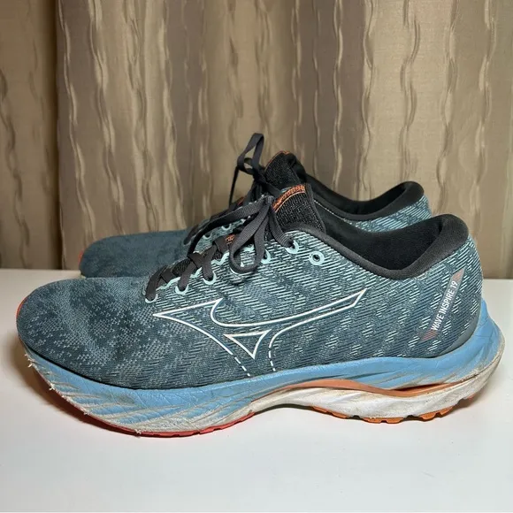 Mizuno Wave Inspire 19 Men's 9 Running Shoes Blue Support Cushioned Carbon