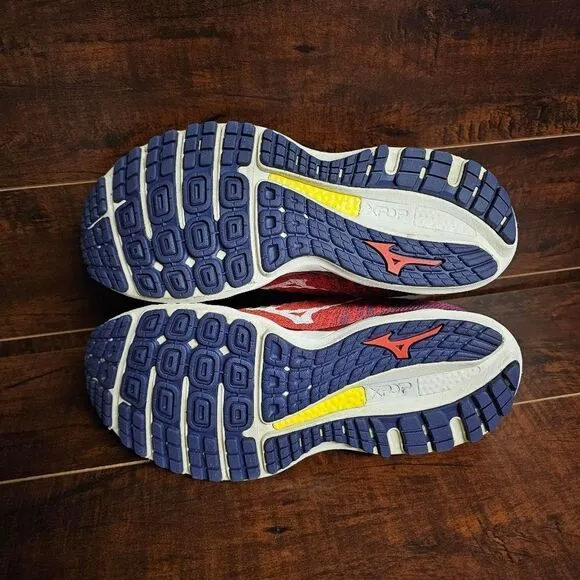 Mizuno Wave Sky Waveknit 3 Running Shoes Athletic Blue Red Womens Size 8
