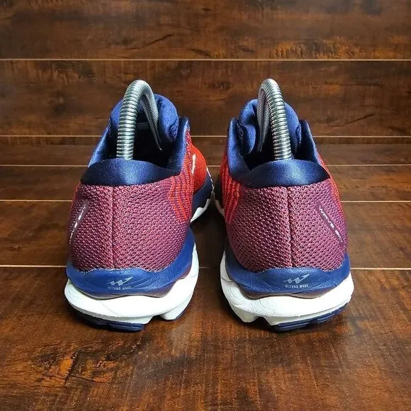 Mizuno Wave Sky Waveknit 3 Running Shoes Athletic Blue Red Womens Size 8