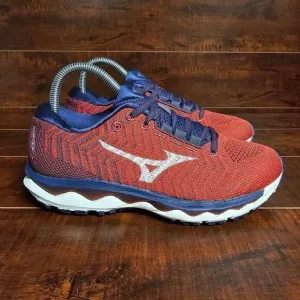 Mizuno Wave Sky Waveknit 3 Running Shoes Athletic Blue Red Womens Size 8