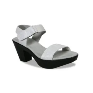 Murano Willa Sandal Womens Metallic Gray Block Tapered Heel SZ 7 Eu 37.5 NEW