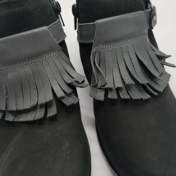 NAOT Meltemi Black Suede Fringe Ankle Booties Size 8