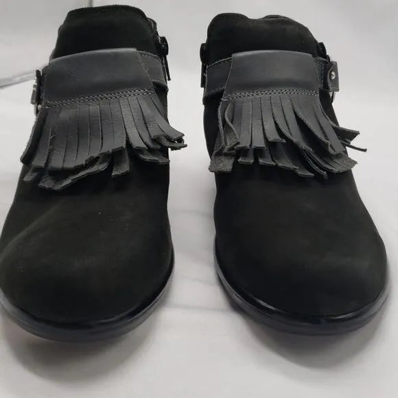 NAOT Meltemi Black Suede Fringe Ankle Booties Size 8