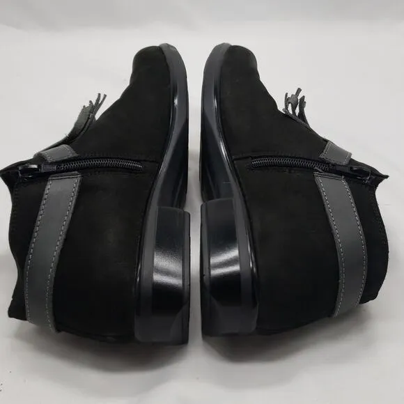 NAOT Meltemi Black Suede Fringe Ankle Booties Size 8