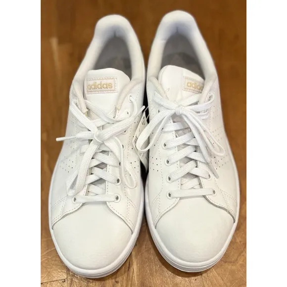 NEW Adidas Cloudfoam Running HWI 28Y001 Sneaker Shoes Size 9.5 White &amp; Gold