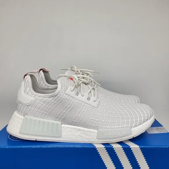 New Adidas NMD_R1 Cloud White Solar Red Men's Running Shoes Size 10.5