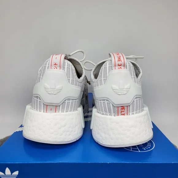 New Adidas NMD_R1 Cloud White Solar Red Men's Running Shoes Size 10.5