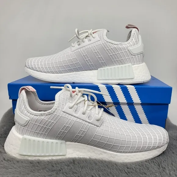 New Adidas NMD_R1 Cloud White Solar Red Men's Running Shoes Size 10.5