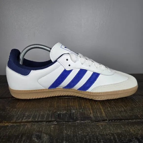 NEW Adidas Samba OG Mens Size 8.5 Low Top Shoes Sneakers White Blue JH5632