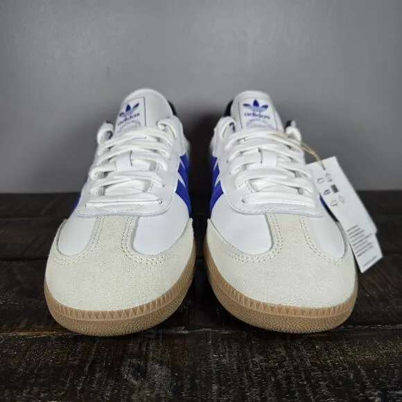 NEW Adidas Samba OG Mens Size 8.5 Low Top Shoes Sneakers White Blue JH5632