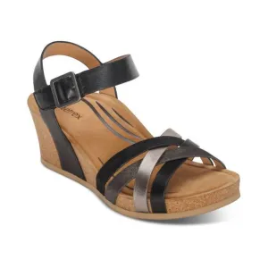 NEW AETREX women noelle wedge in black