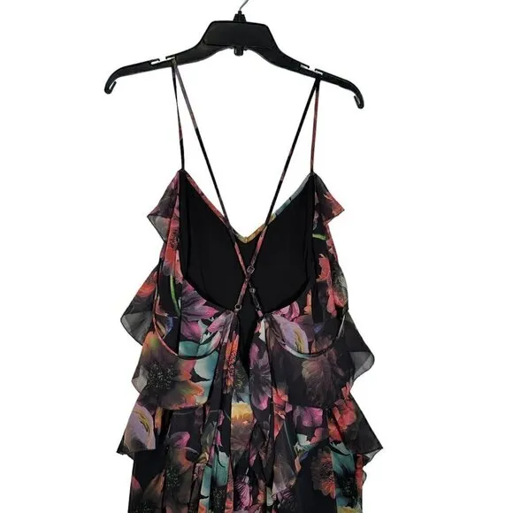 NEW AllSaints Women's Fali Ahiahi Floral Ruffle Midi Dress Size 10