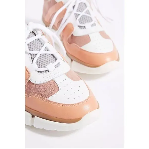 NEW Anthropologie Riley Pink Platform Lift Cushioned Hiker Sneakers Tennis Shoes