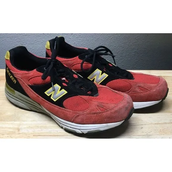 New Balance 993 USA Running Sneakers Shoes Size 12.5 1/2 2E Red Black OLD GEEZER