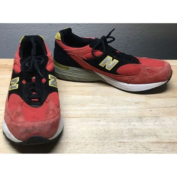 New Balance 993 USA Running Sneakers Shoes Size 12.5 1/2 2E Red Black OLD GEEZER