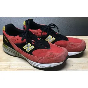 New Balance 993 USA Running Sneakers Shoes Size 12.5 1/2 2E Red Black OLD GEEZER