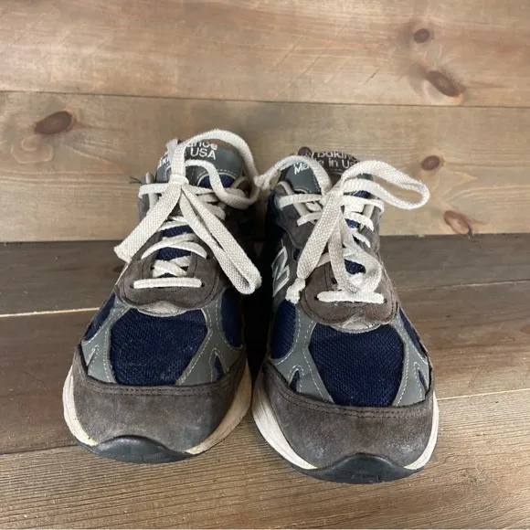 new balance 993 womens size 9 shoes brown blue suede athletic running sneakers