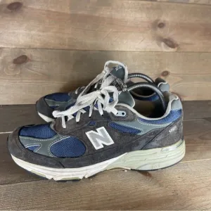 new balance 993 womens size 9 shoes brown blue suede athletic running sneakers