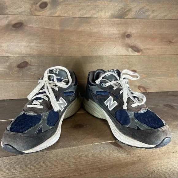 new balance 993 womens size 9 shoes brown blue suede athletic running sneakers